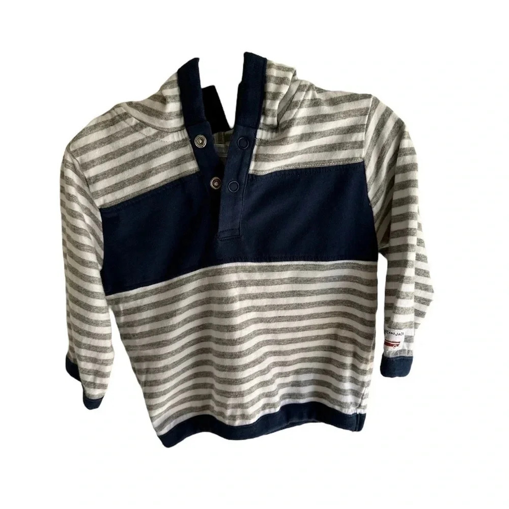 Janie and Jack cotton striped long sleeve with hood 3-6 months